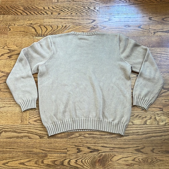 ⚡️VINTAGE⚡️ Polo Ralph Lauren Mens Large Tan Knit Crewneck Sweater - Picture 7 of 7